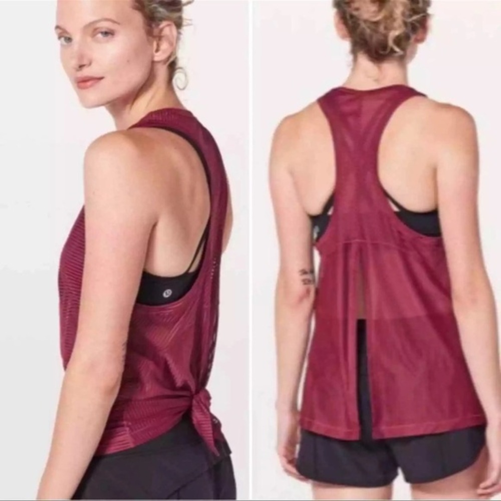 Lululemon Lululemon 8 Miles Ahead Tank Tie Back Ruby Wine Red